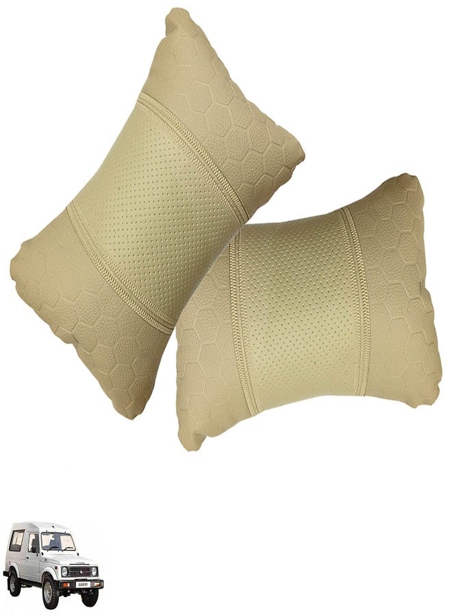 PulGos Car Pillow Faux Leather Material Football Design(2 Pieces) in Beige for Gypsy_PR1083 - Image 1